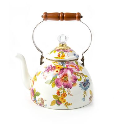 White Flower Market 3 Quart Tea Kettle mackenzie-childs Panama 0