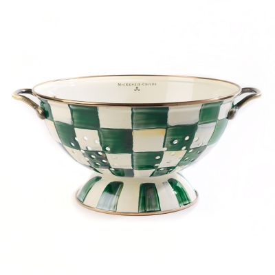 Emerald Check Large Colander mackenzie-childs Panama 0