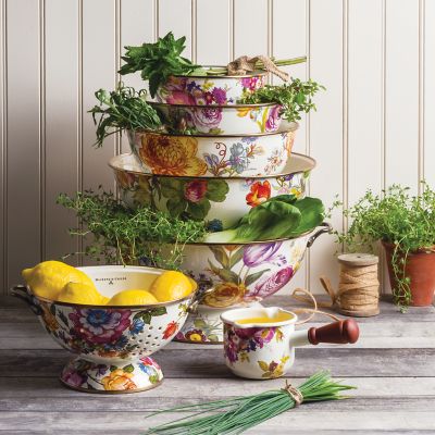 Flower Market Large Colander - White image two