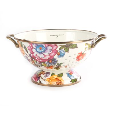 White Flower Market Large Colander