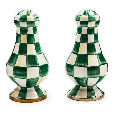 Emerald Check Large Salt & Pepper Shakers mackenzie-childs Panama 0