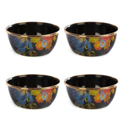 Flower Market Black Pinch Bowls - Set of 4 mackenzie-childs Panama 0