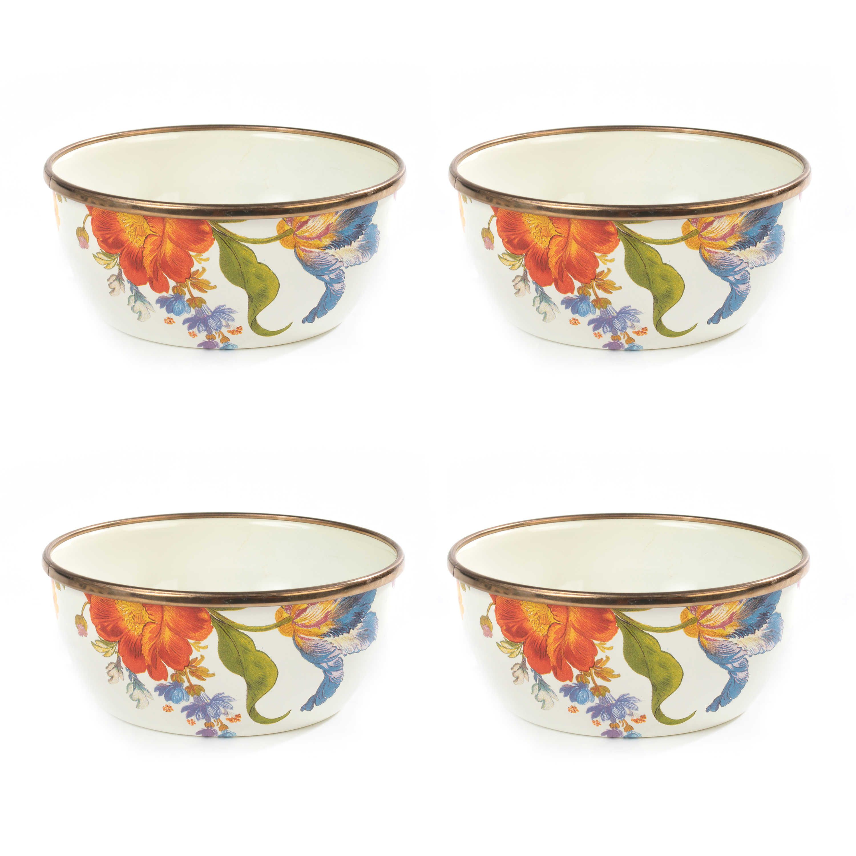 White Flower Market Pinch Bowls, Set of 4 mackenzie-childs Panama 1
