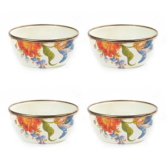 White Flower Market Pinch Bowls, Set of 4