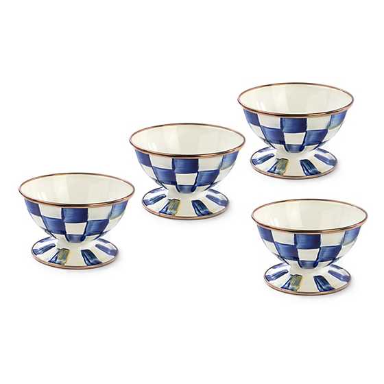 Royal Check Ice Cream Dishes, Set of 4