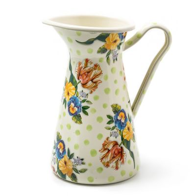 Wildflowers Enamel Large Practical Pitcher - Green mackenzie-childs Panama 0