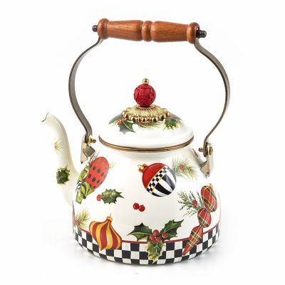 Deck the Halls 2 Quart Tea Kettle mackenzie-childs Panama 0