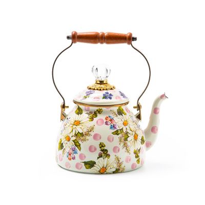 MacKenzie-Childs Wildflowers Enamel 2 Qt Tea Kettle - Pink