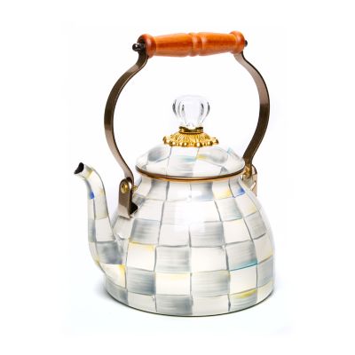 MacKenzie-Childs Courtly Check Enamel Tea Kettle, Decorative Tea Kettle,  2-Quart Capacity