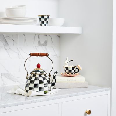 Iconic Black & White Courtly Check Enamel Tea Kettle by Mackenzie-Chil –, VESIMI Design