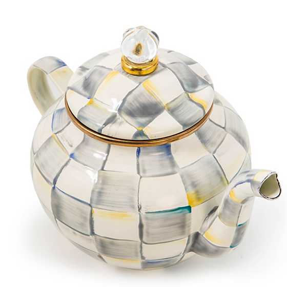 Sterling Check Enamel Teapot - 4 Cup image four