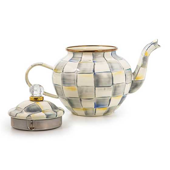 Sterling Check Enamel Teapot - 4 Cup image three