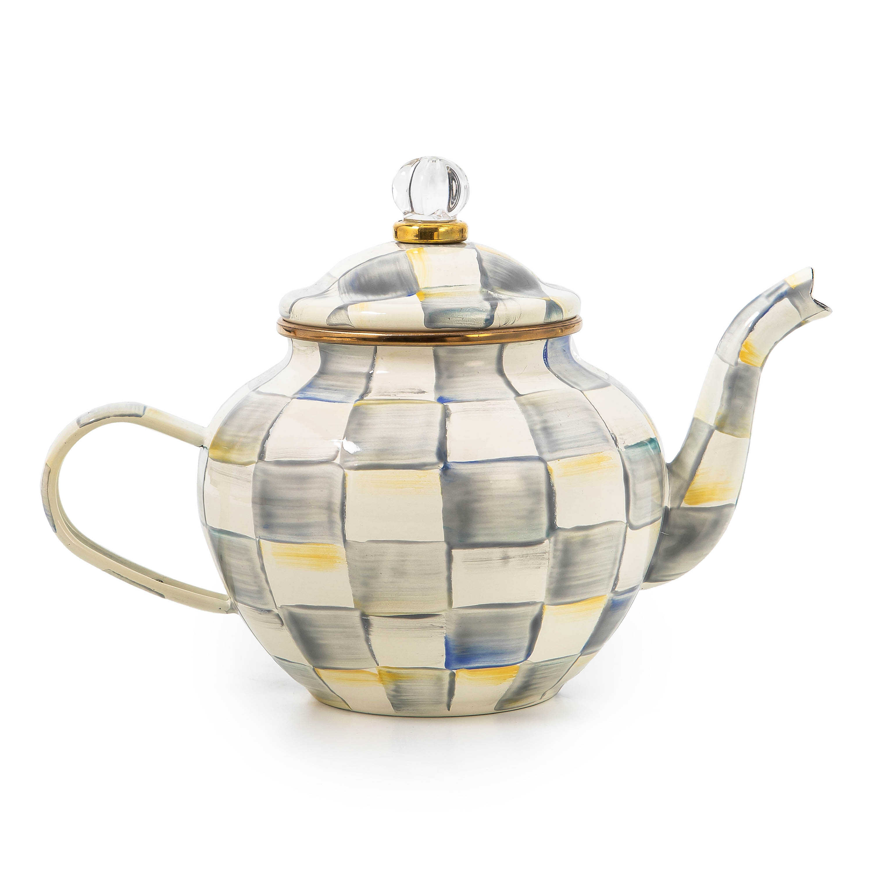 Sterling Check 4 Cup Teapot mackenzie-childs Panama 0