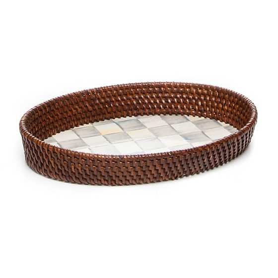 Sterling Check Rattan & Enamel Tray - Small image four