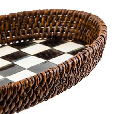 Courtly Check Rattan & Enamel Tray - Large - Cornelia Park