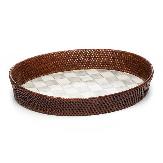 Sterling Check Rattan & Enamel Tray - Large image four