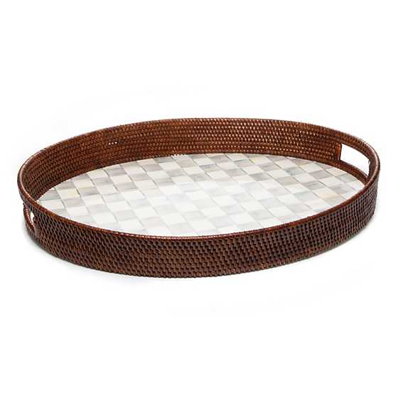 Sterling Check Rattan & Enamel Party Tray image four