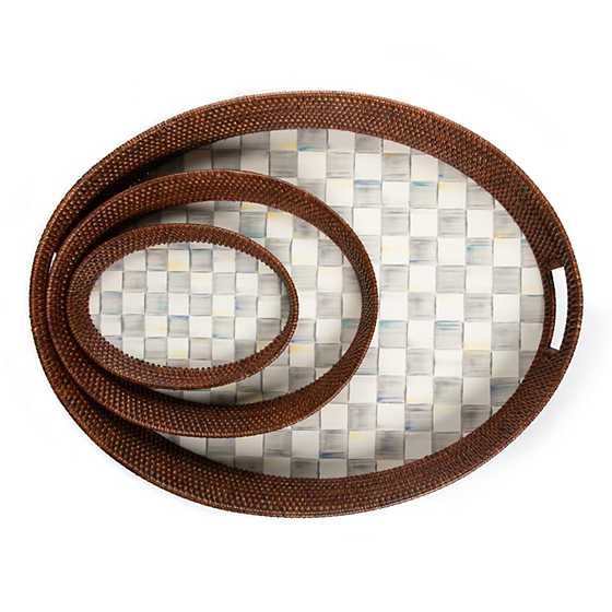 Sterling Check Rattan & Enamel Party Tray image three