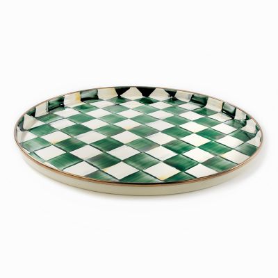 Emerald Check Round Tray mackenzie-childs Panama 0
