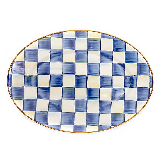 Royal Check Enamel Oval Platter - Small