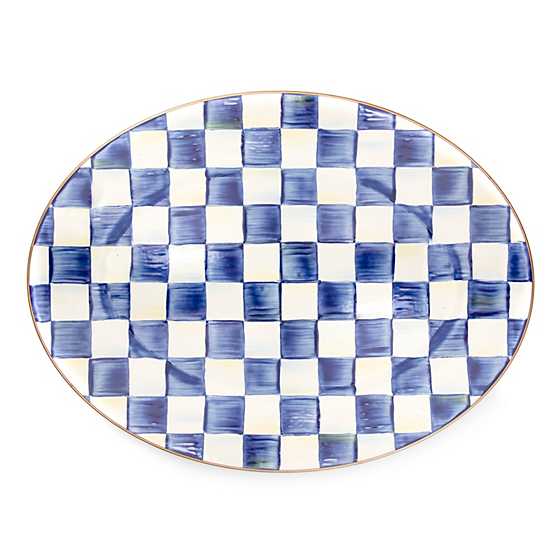 Royal Check Enamel Oval Platter - Medium