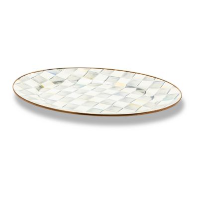 Sterling Check Enamel Oval Platter - Medium image three