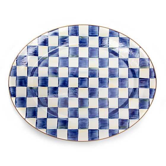 Royal Check Enamel Oval Platter - Large
