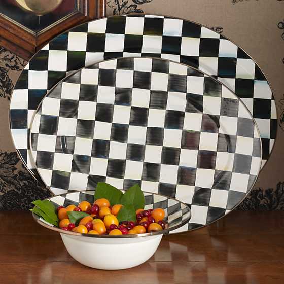 Courtly Check Enamel Oval Platter - Large image three