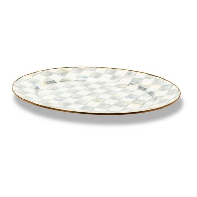 Sterling Check Enamel Oval Platter - Large image three