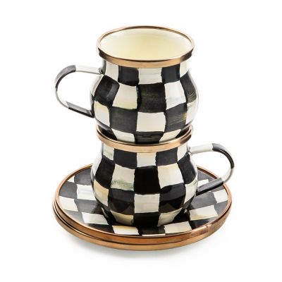 MacKenzie-Childs  Sterling Check Espresso Cup & Saucer Set