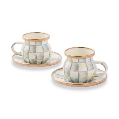 MacKenzie-Childs  Sterling Check Espresso Cup & Saucer Set