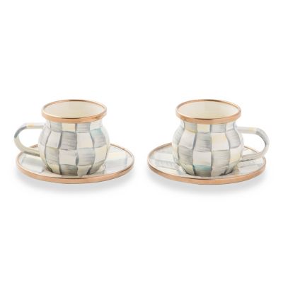 MacKenzie-Childs  Sterling Check Espresso Cup & Saucer Set