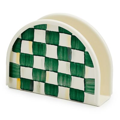 Emerald Check Enamel Napkin Holder mackenzie-childs Panama 0