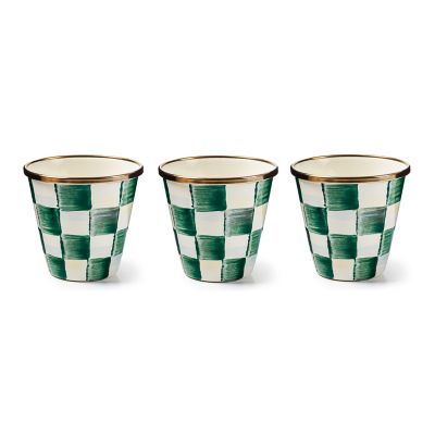 Emerald Check Herb Pots, Set of 3 mackenzie-childs Panama 0