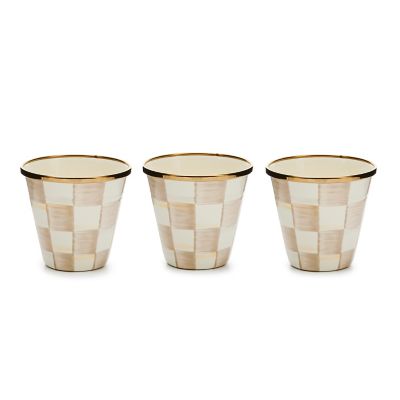 Mocha Check Herb Pots, Set of 3 mackenzie-childs Panama 0