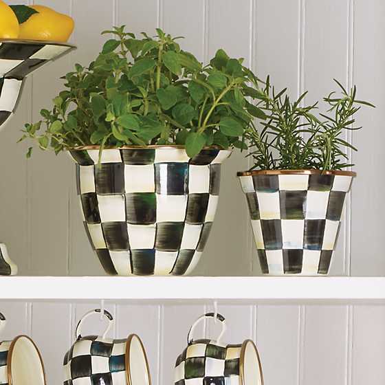 Courtly Check Enamel Flower Pot - Large image four