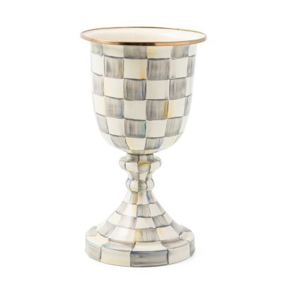 Sterling Check Pedestal Vase