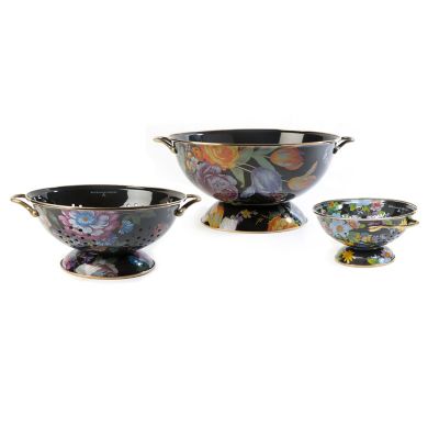 Black Flower Market Everything Bowl & Colanders Set mackenzie-childs Panama 0