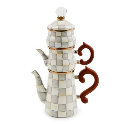 Sterling Check Stackable Coffee Set mackenzie-childs Panama 0