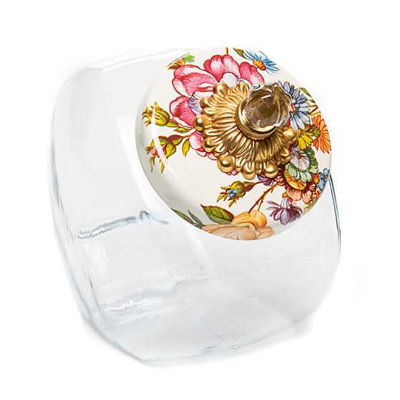 Sweets Jar with Flower Market Enamel Lid - White