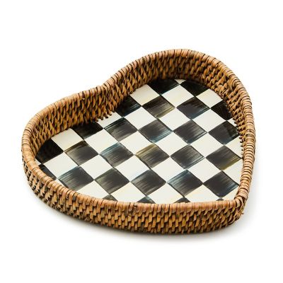 Courtly Check Enamel & Rattan Heart Tray mackenzie-childs Panama 0