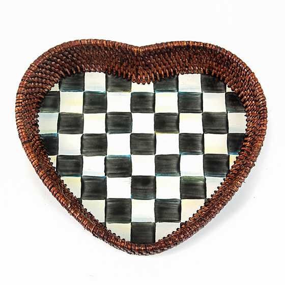 Courtly Check Rattan  &  Enamel Heart Tray image three