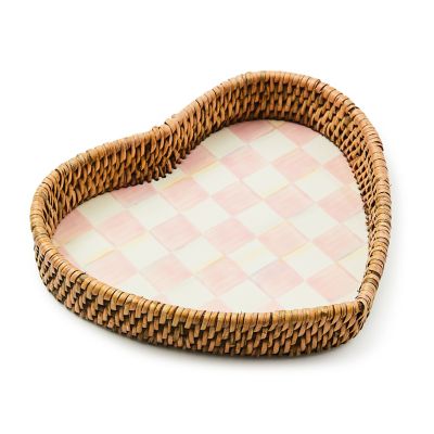 Rosy Check Enamel & Rattan Heart Tray mackenzie-childs Panama 0