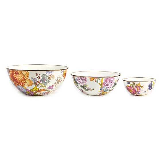 Flower Market White Mixing Bowls - Set of 3 image two