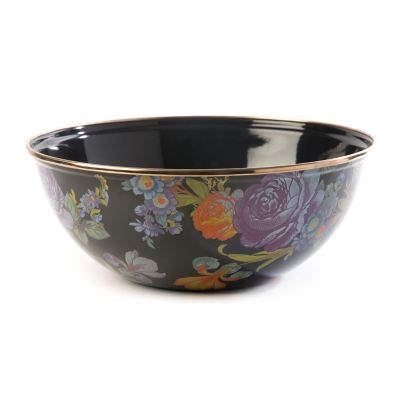 Flower Market Medium Everyday Bowl - Black mackenzie-childs Panama 0