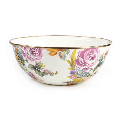 MacKenzie-Childs  White Flower Market Extra Large Everyday Bowl