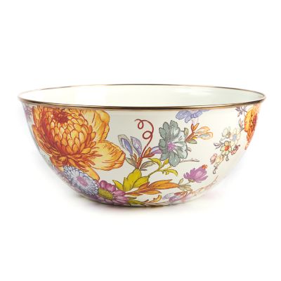 MacKenzie-Childs  White Flower Market Extra Large Everyday Bowl