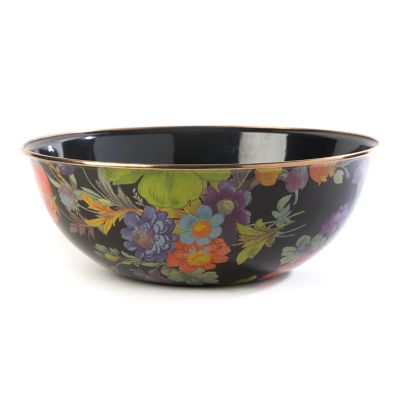 Flower Market Extra Large Everyday Bowl - Black mackenzie-childs Panama 0