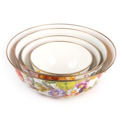 MacKenzie-Childs  White Flower Market Extra Large Everyday Bowl