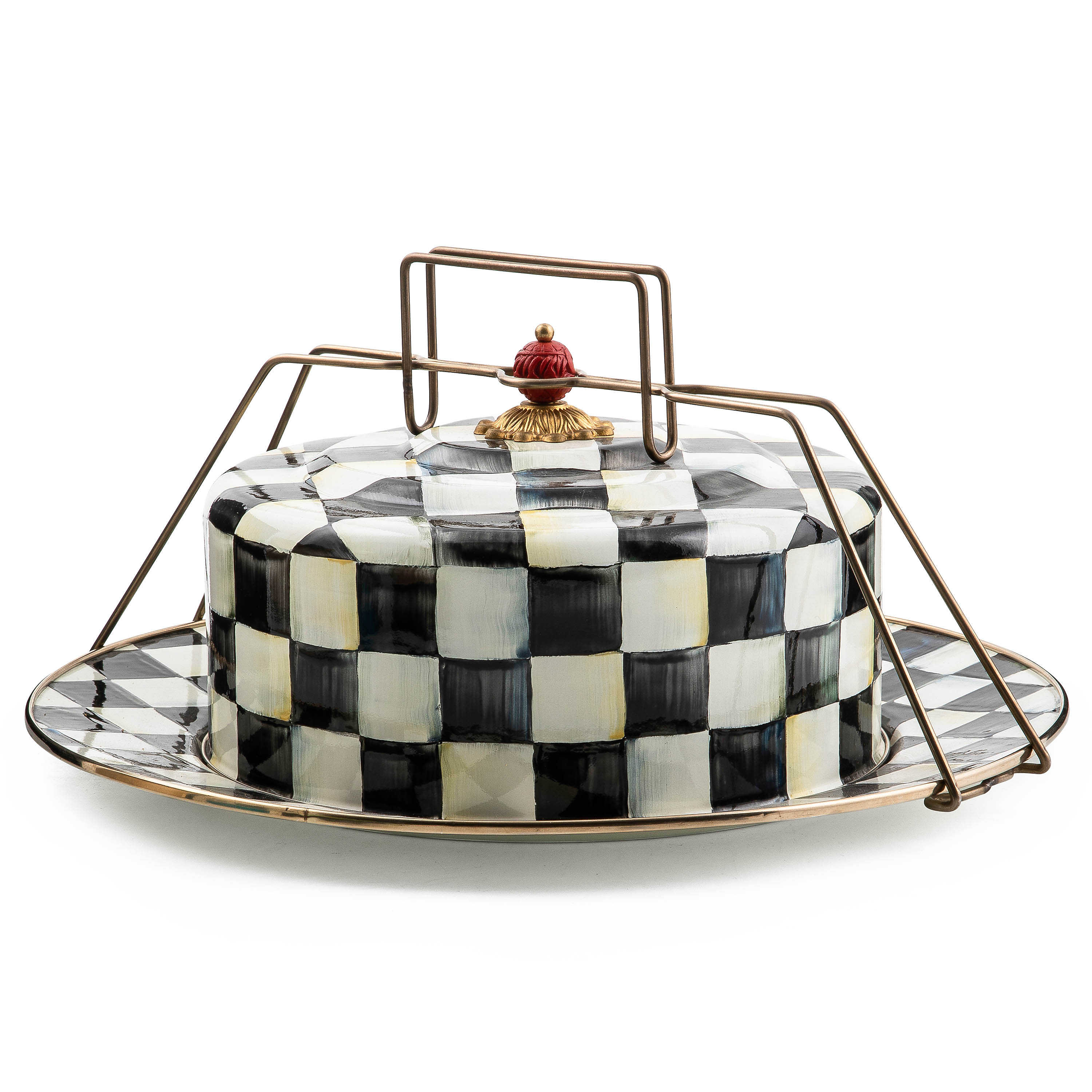 Courtly Check Cake Carrier mackenzie-childs Panama 0